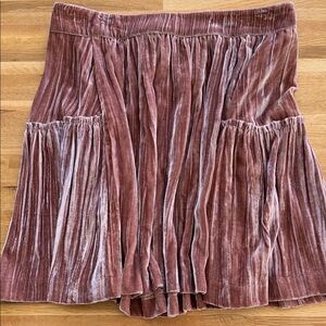 Velvet Pleated Mini Skirt in Dusty Rose